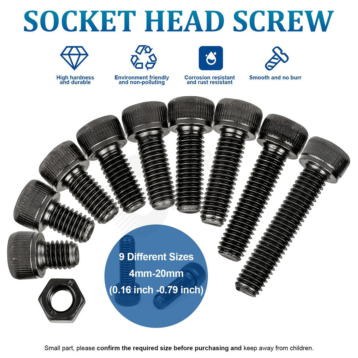 282Pcs M3 Black Hexagon Socket Cup Head Screws Bolts & Nut Kit 12.9 High Tensile - HomeDIYer