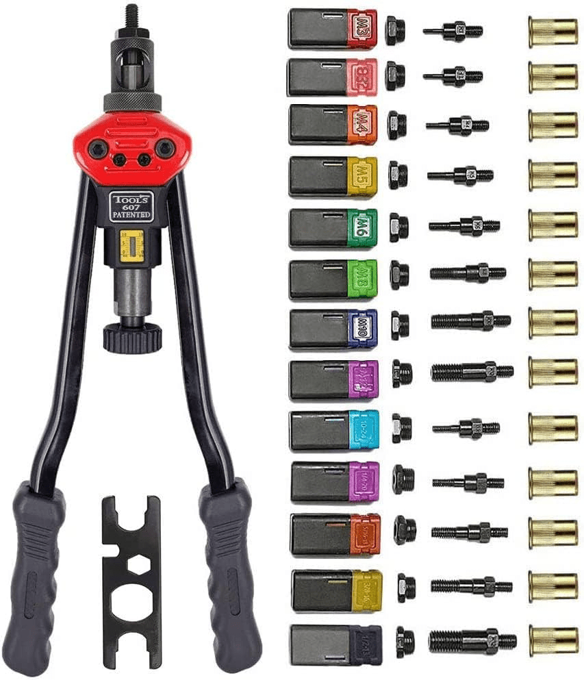 16" Rivet Nut Gun Kit Nutsert Rivnut Tool Setter Nut Sert 15pcs Metric and UNC - HomeDIYer