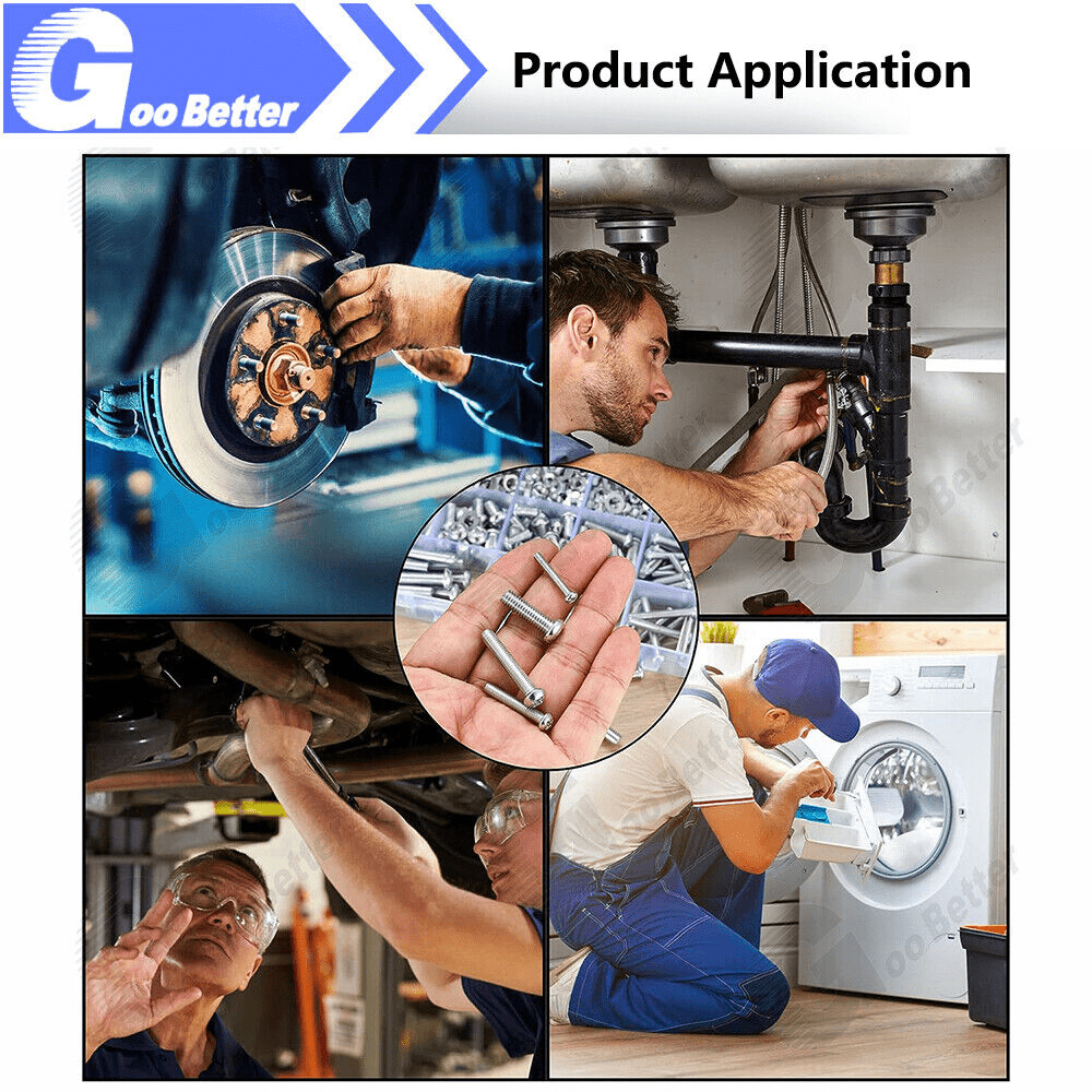 700Pcs Phillips Pan Head Machine Screw, Nuts Flats, Lock Washers Assortment Kit - HomeDIYer