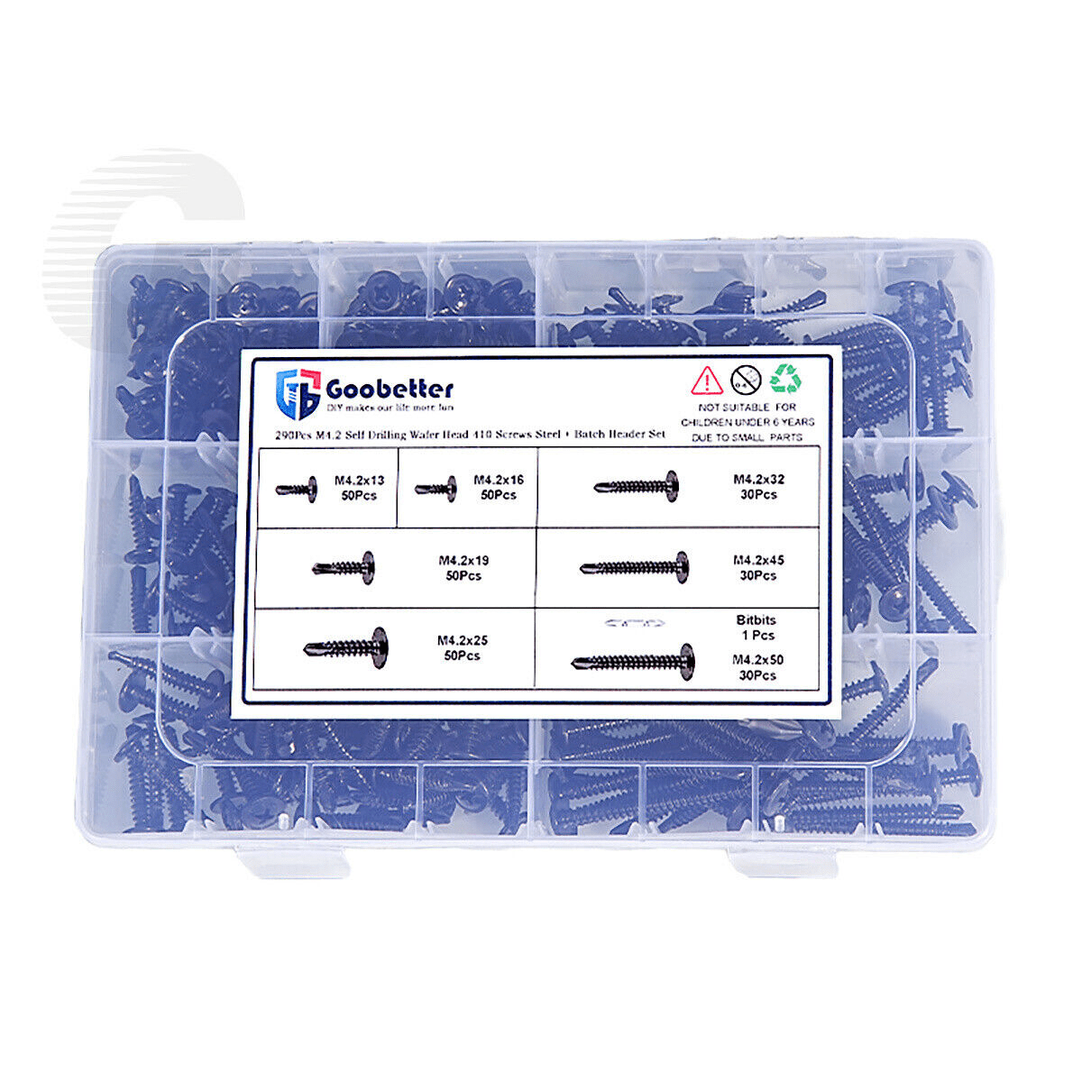 290x M4.2 Phillips head self - drilling screws set Self - tapping sheet metal screws + drill bit - HomeDIYer