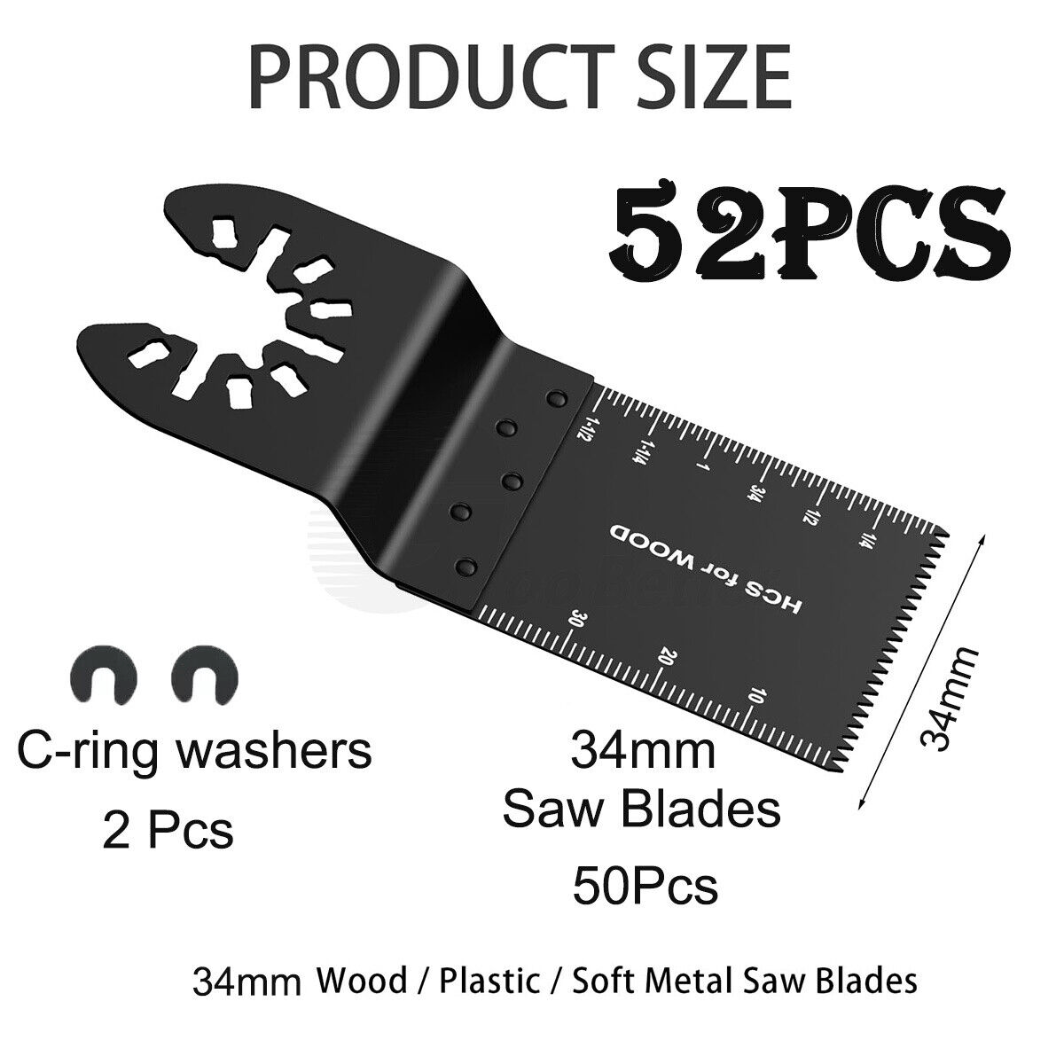 52x Universal Oscillating Multi Tool Blades Saw Blade 34mm Set Wood Metal Cutter - HomeDIYer