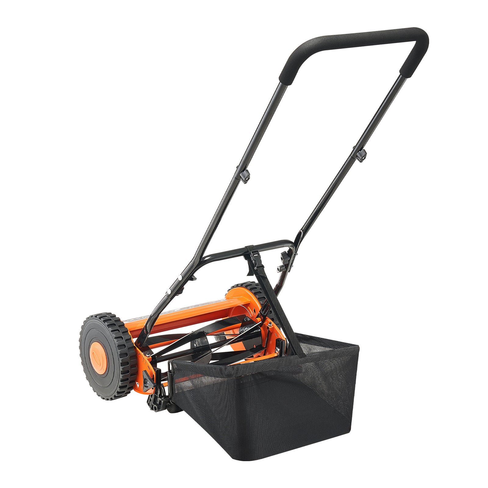 16" Manual Push Reel Lawn Mower 5-Blade Adjustable Height Grass Catcher 2 Wheels
