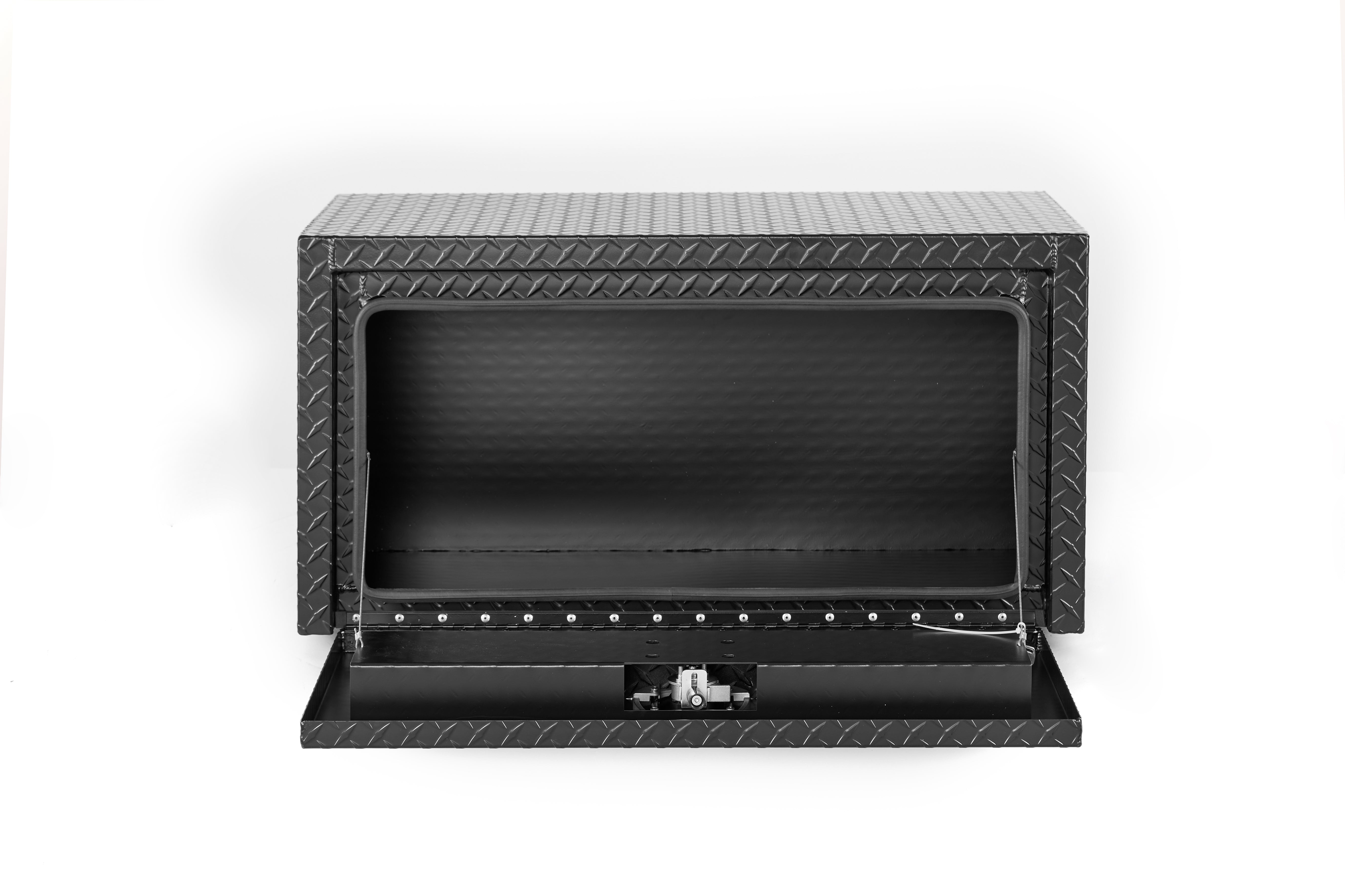 36" Aluminum Underbody Truck Tool Box — Heavy‑Duty Matte Black Diamond Plate, Waterproof & Lockable