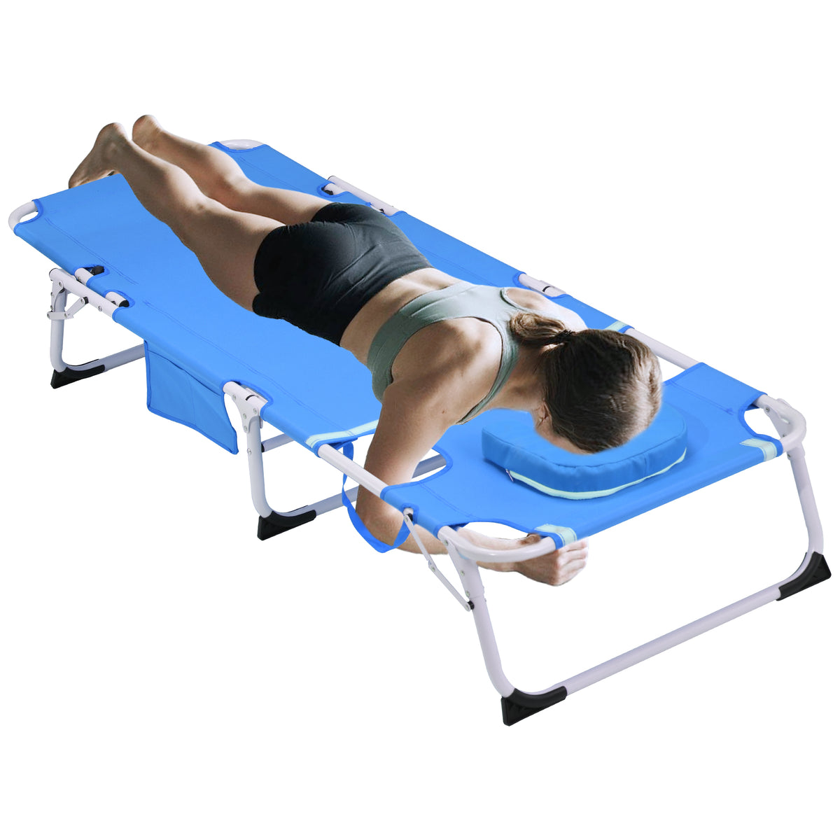 Tanning Chair with Face Hole, 5-Position Folding Chaise Lounge, 400 lbs