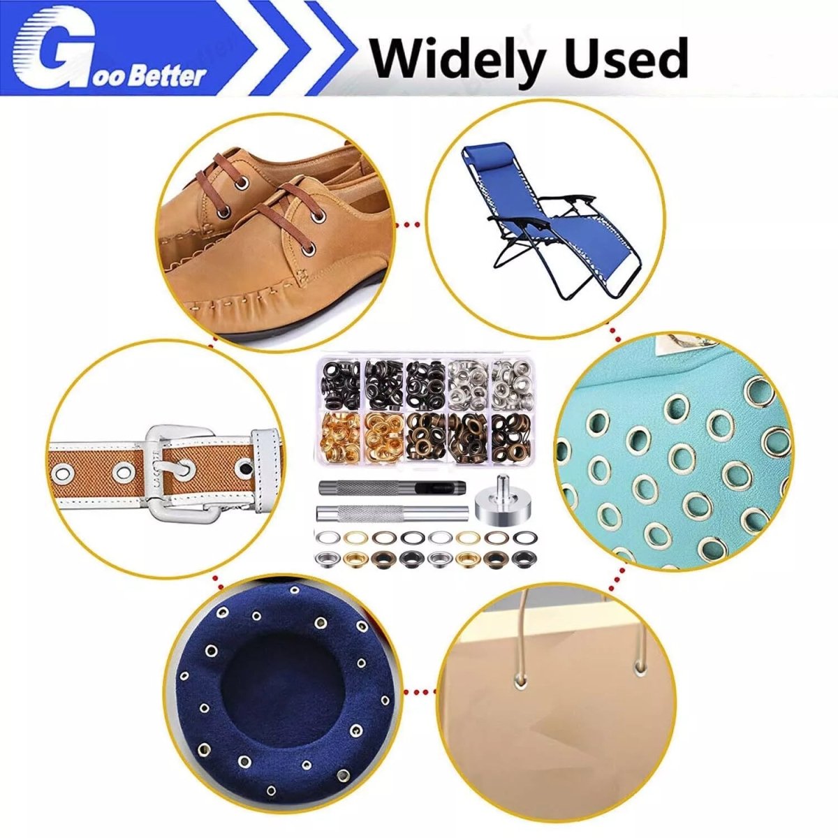 200 Sets Grommet Kit 6mm Metal Eyelet Washer for Leather Fabric Tarp Shoes - HomeDIYer