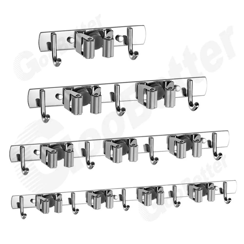 Mop Broom Holder Wall Mounted Kitchen Storage Organiser Brush Hanger Hook - HomeDIYer