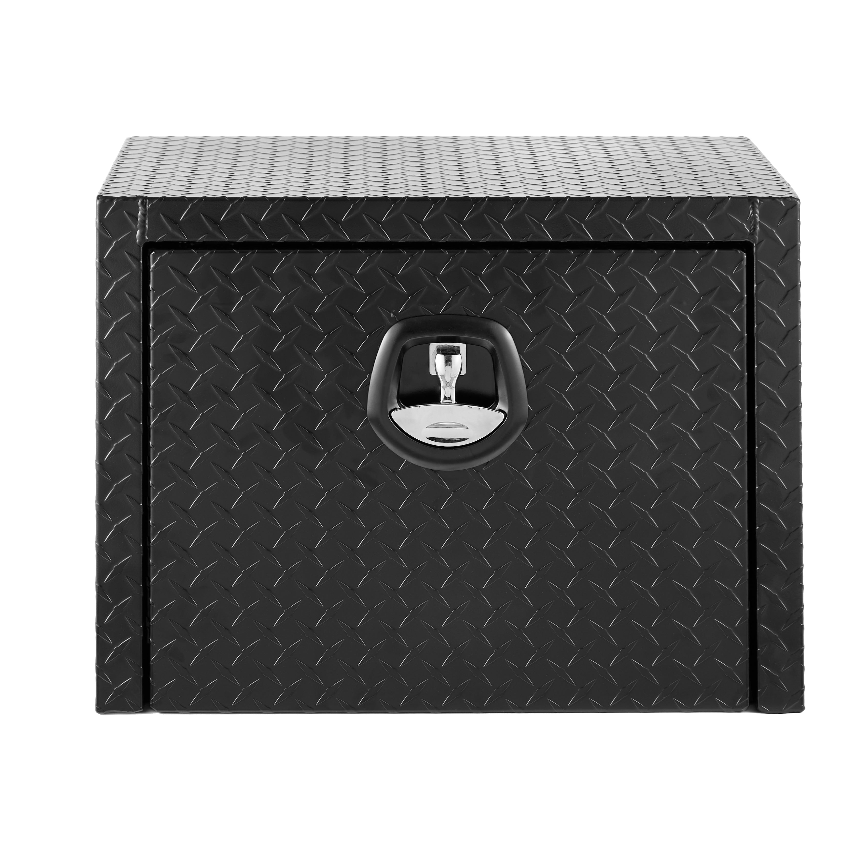 24" Aluminum Underbody Truck Tool Box — Matte Black Diamond Plate, Waterproof & Lockable, Ideal for Pickup, ATV, RV
