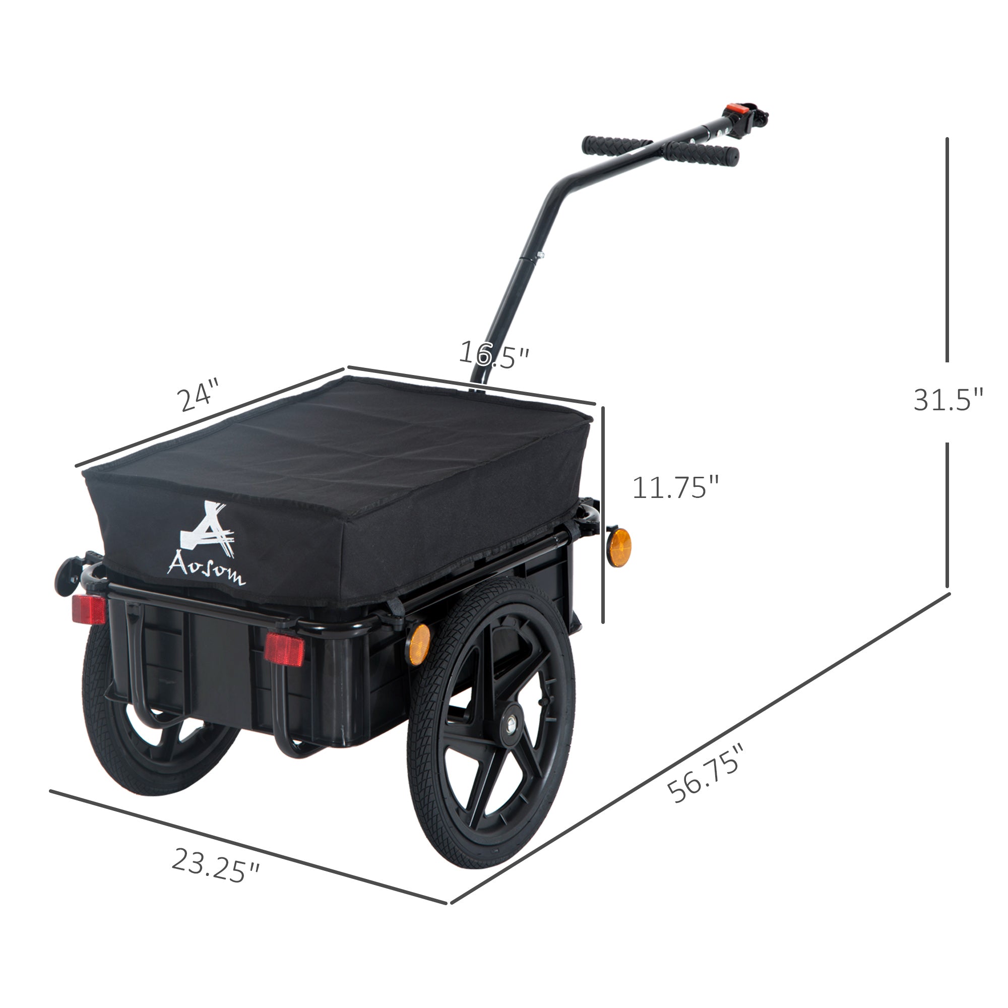 Aosom Bicycle Cargo Trailer with Removable Box and Waterproof Cover, Bike Wagon Trailer with Two 16in Wheels