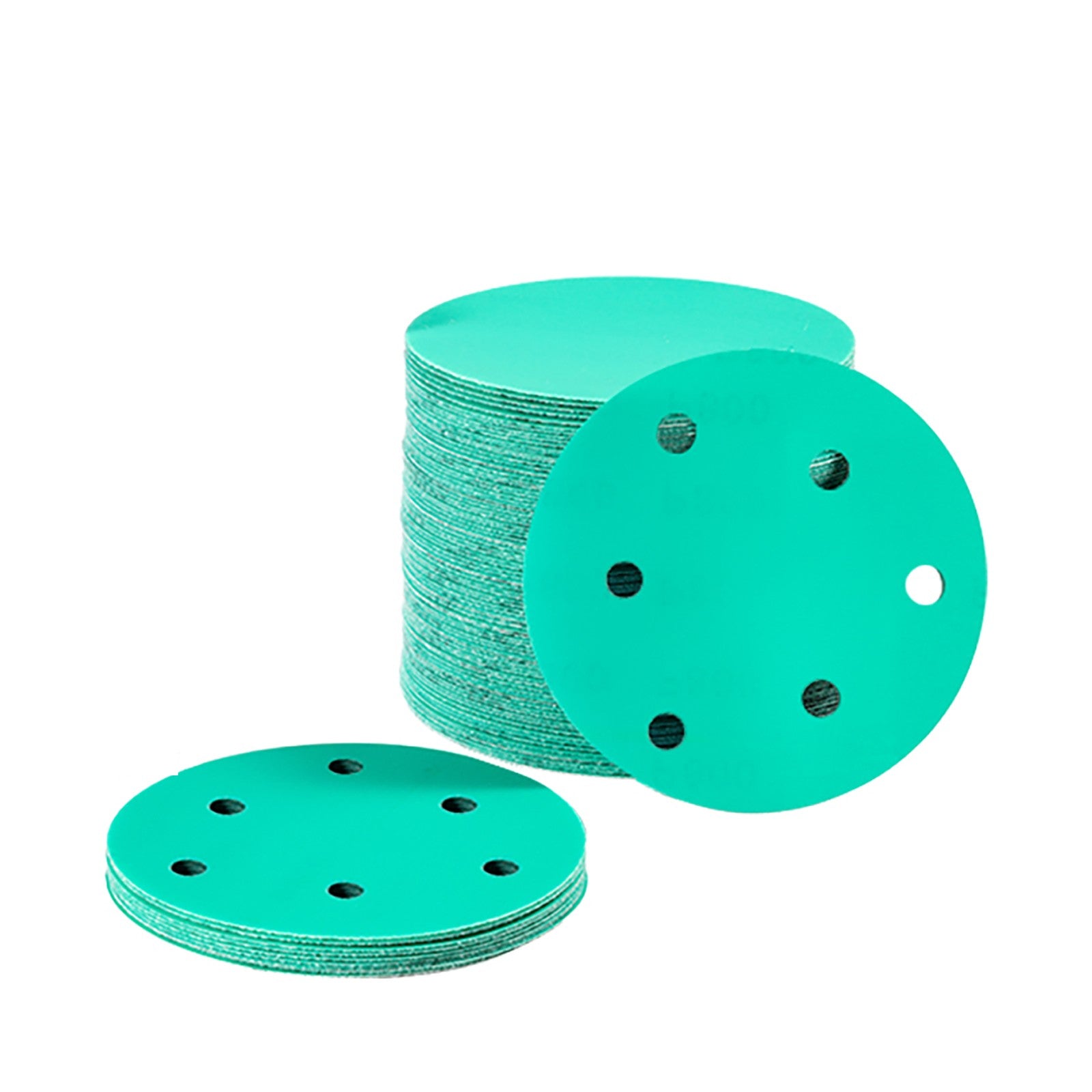 50mm - 150mm Wet & Dry Sanding Discs Sandpaper Film Hook and Loop Pads - Green