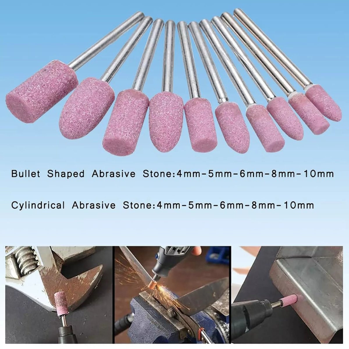 100x Rotary Mounted Abrasive Grinding Stone Point Wheel Bits Set For Dremel Tool - HomeDIYer