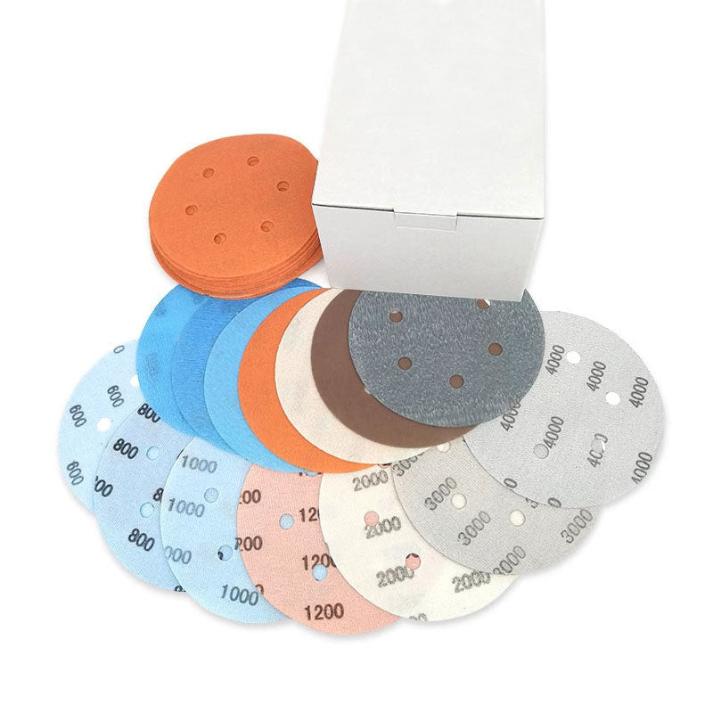 HomeDIYer 6-inch 6-hole sanding discs pack, ideal for smooth finishing on multiple surfaces.
