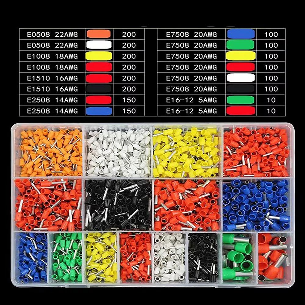 2120PCS wire end ferrules set assortment insulated cable end sleeves 0.5mm - 16mm² - HomeDIYer