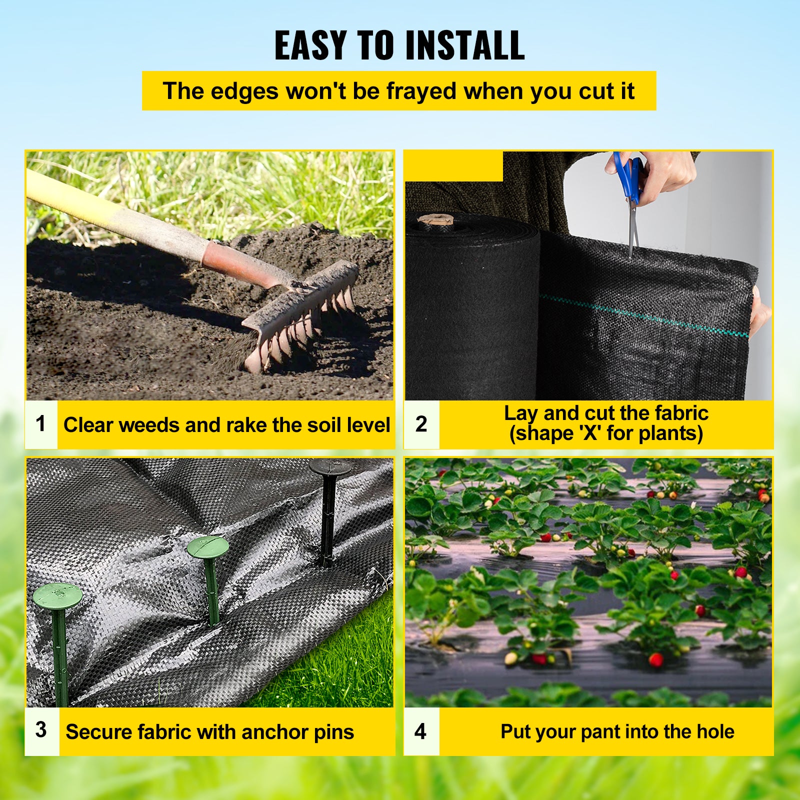 4ft x 100ft Heavy‑Duty 5.8oz Woven Weed Barrier Landscape Fabric — Professional Geotextile Ground Cover Black