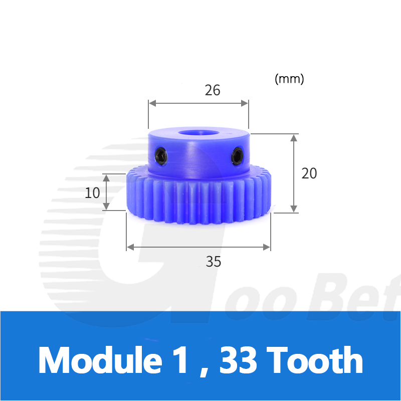 Nylon Mod 1 Spur Gear 15-150 Tooth with Step Pinion Motor Gears Bore 4-16mm Blue