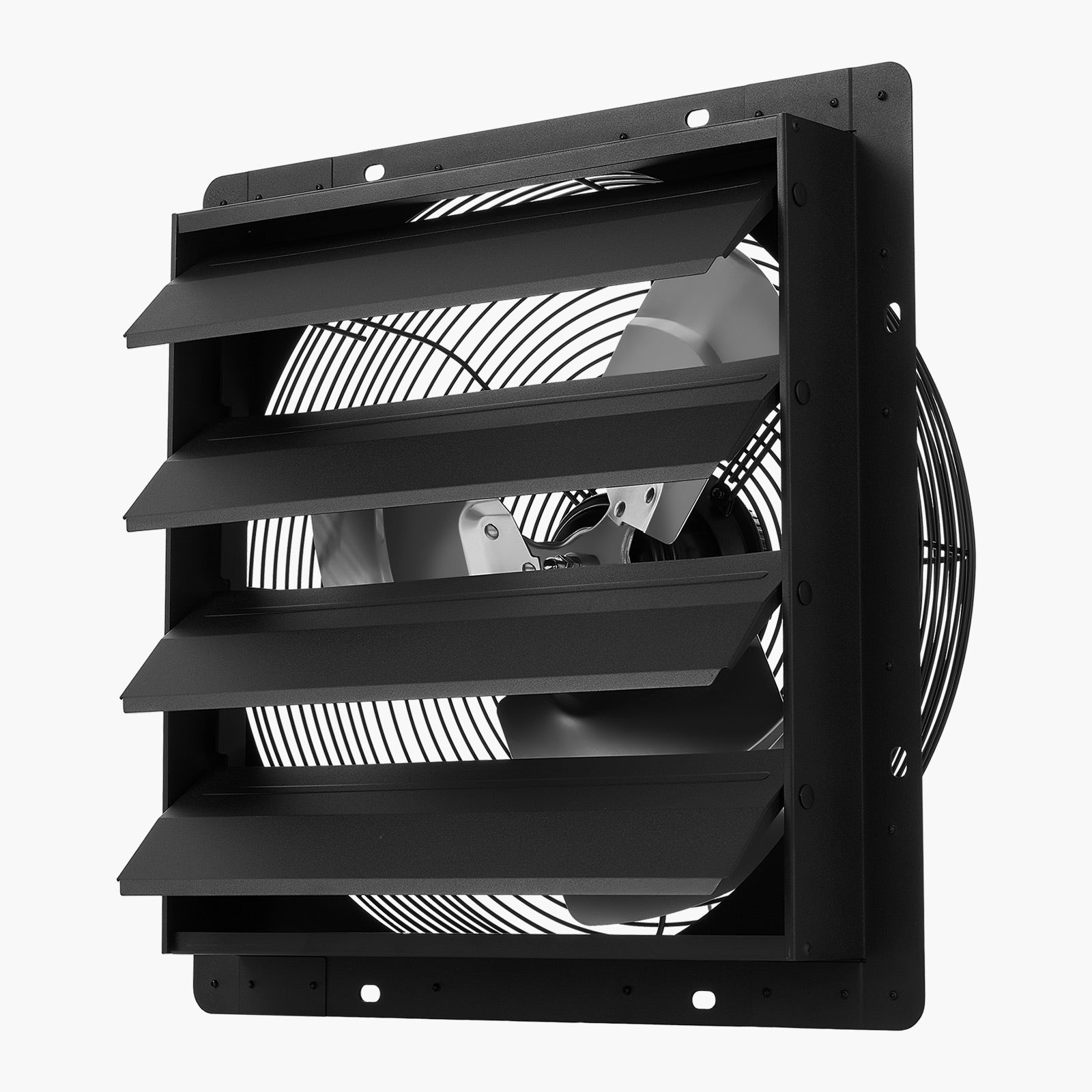 16" Shutter Exhaust Fan – Smart Variable Speed Temp Control, 2900 CFM, EC Motor, Timer for Shed, Garage, Greenhouse (Black)