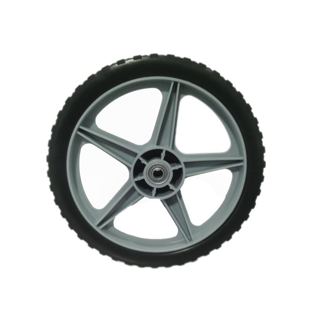 10-Pack 12" Spoked Plastic Wheel and Tire – Puncture-Proof, 250 lb Capacity, 0.5" Axle, for Lawn Mowers & DIY Carts