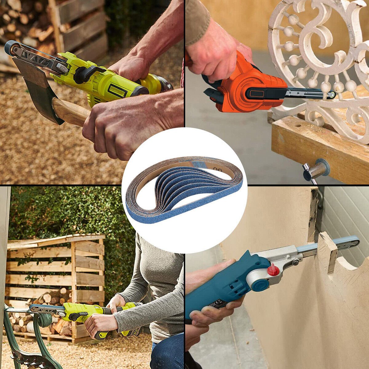 13x457mm Zirconia Corundum Sanding Belt Set 40, 60, 80 & 120 Gri For Power File - HomeDIYer