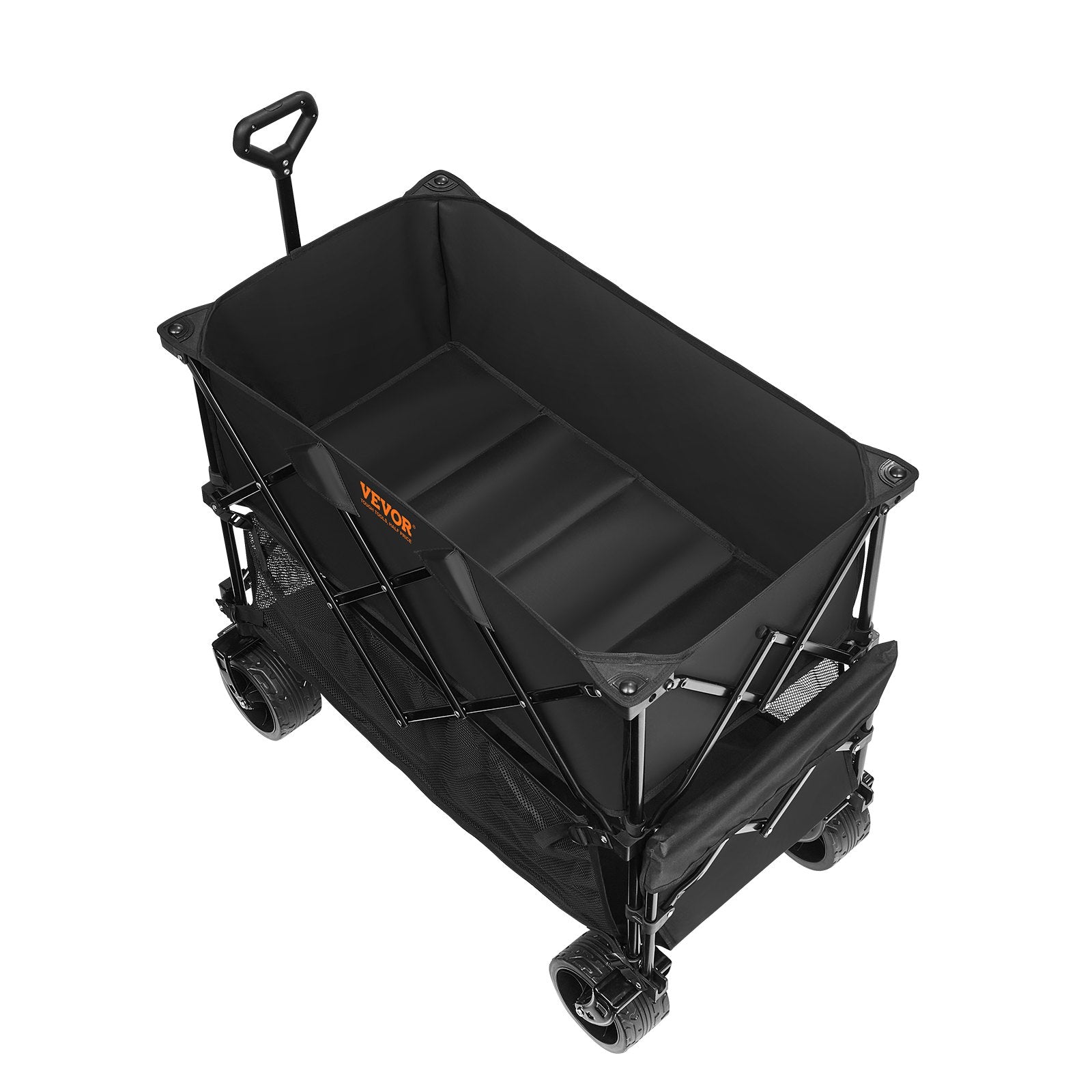 Foldable Double Decker Wagon, 400L Collapsible Wagon Cart with All-Terrain Wheels, Heavy Duty Folding Wagon Cart 350-450 lb Weight Capacity for Camping, Shopping, Garden, 52" Extra Long Extender