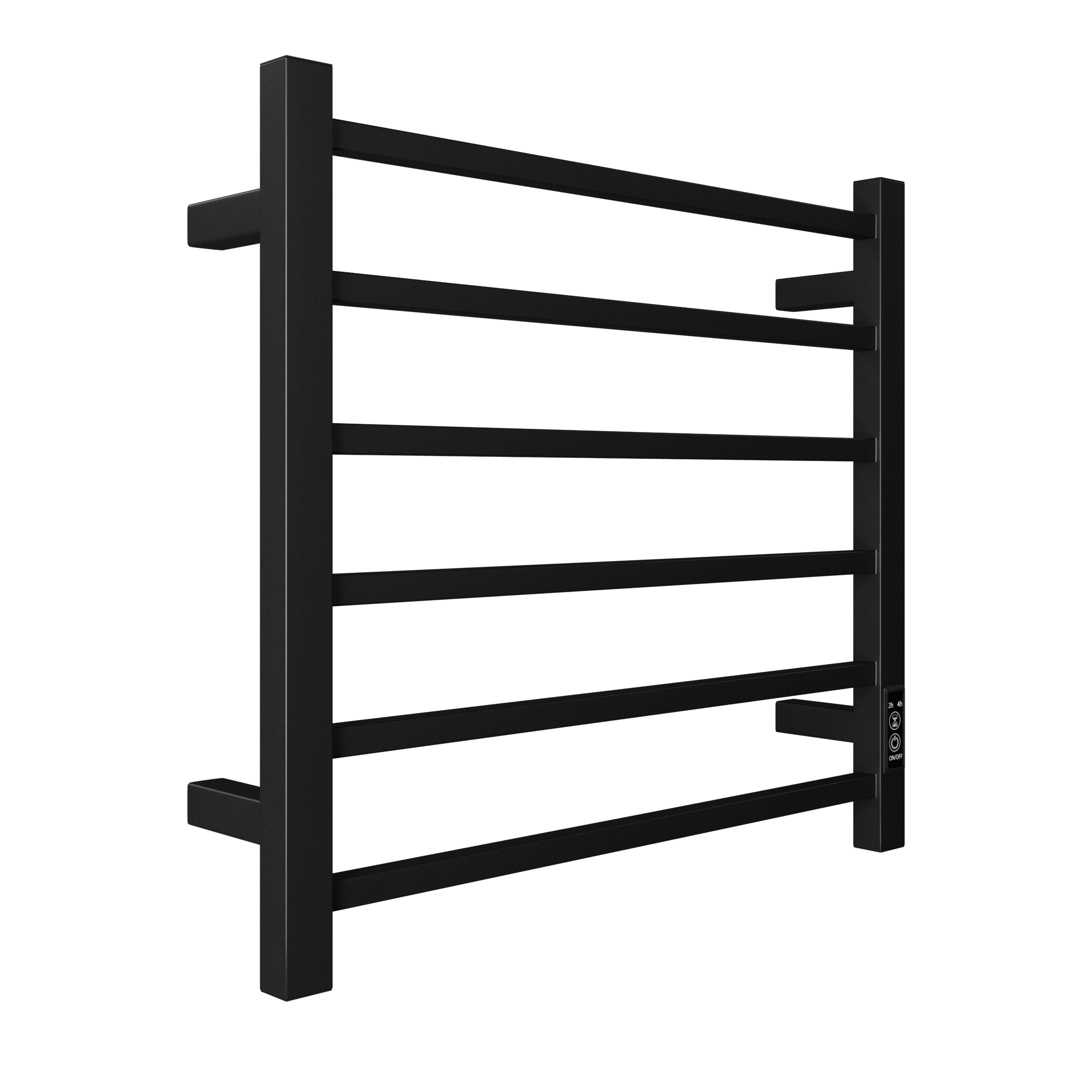6-Bar Electric Heated Towel Warmer – Plug-in Wall Mount Towel Rack with Timer, Matt Black