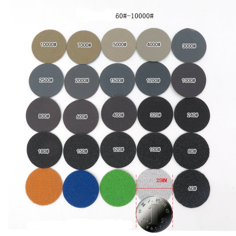 Wet and Dry Sanding discs 25mm 1inch Sandpaper Film Pads 60#-10000# GRIT 21pcs