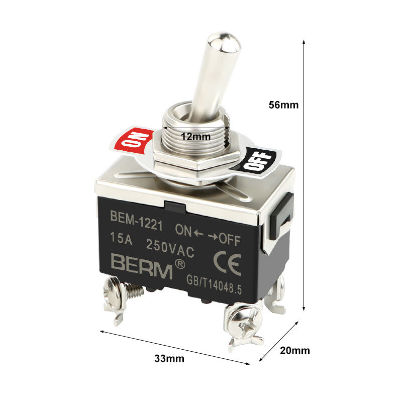 Mini Toggle Switch ON-OFF-ON SPDT — 2/3 Position, 2–6 Pin, Latching & Momentary