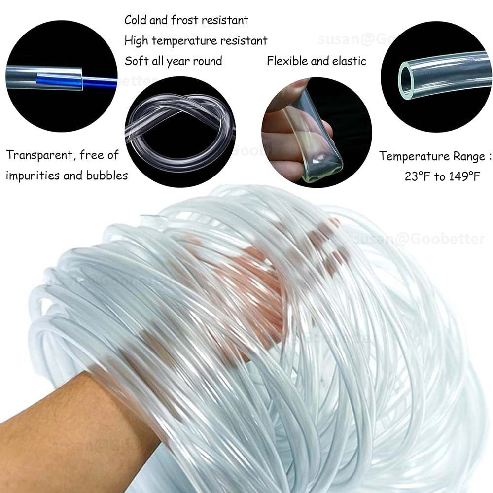Clear Flexible PVC Tubing — Plastic Hose for Air, Water, Aquarium & Pond