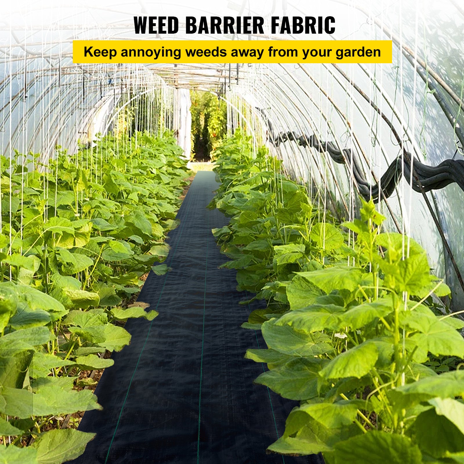 6ft x 300ft Premium 2.4oz Woven Weed Barrier Landscape Fabric — Heavy‑Duty Ground Cover for Flower Beds & Underlayment Black