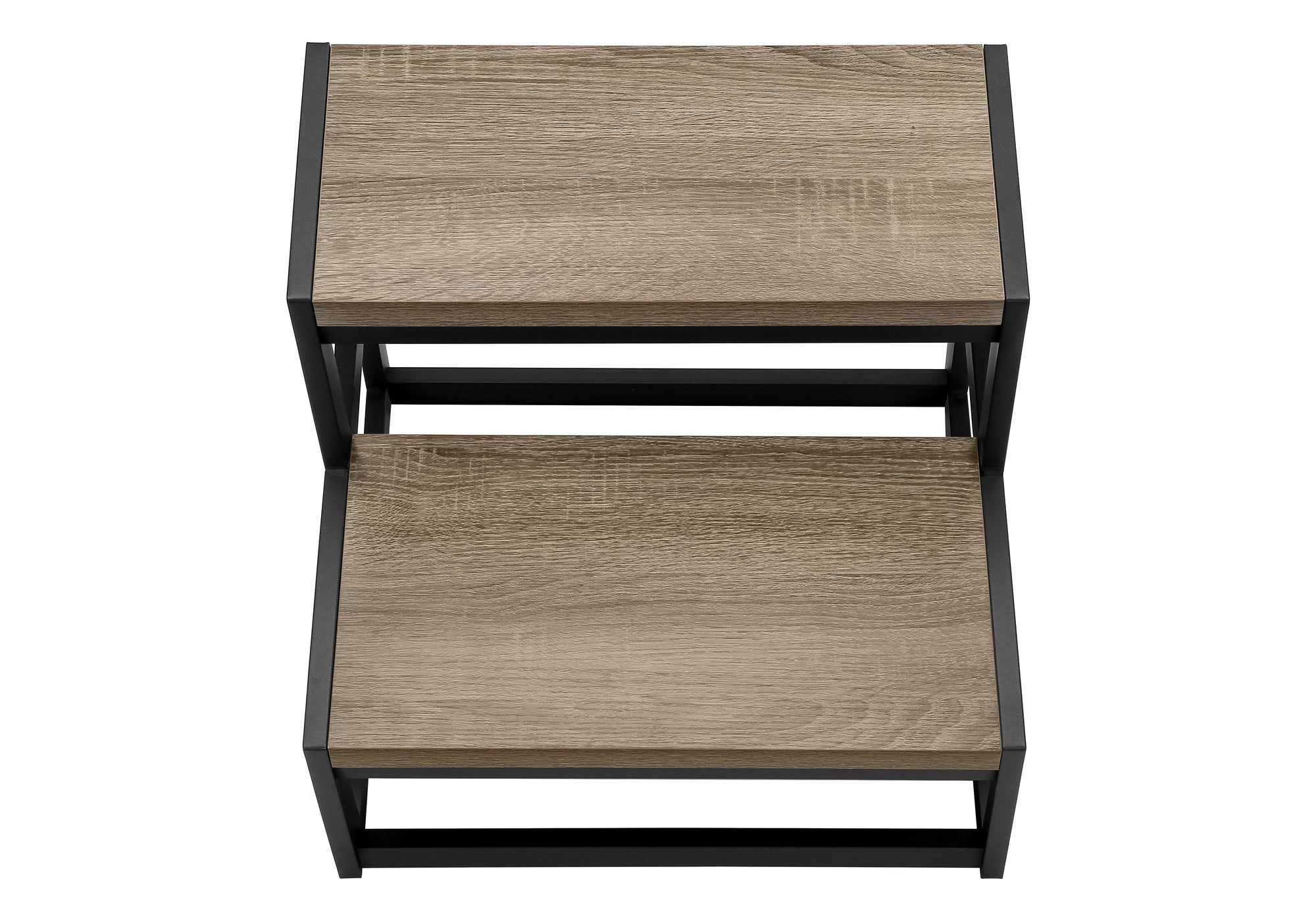 Contemporary 2‑Step Stool — Dark Taupe Laminate, Black Metal Frame, 300 lb Capacity