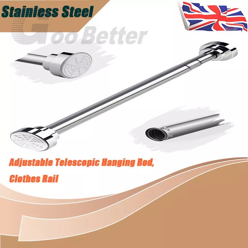 100cm Extendable Wardrobe Rod Stainless Steel Wardrobe Rail Tube Clothes Hanging Pole - HomeDIYer