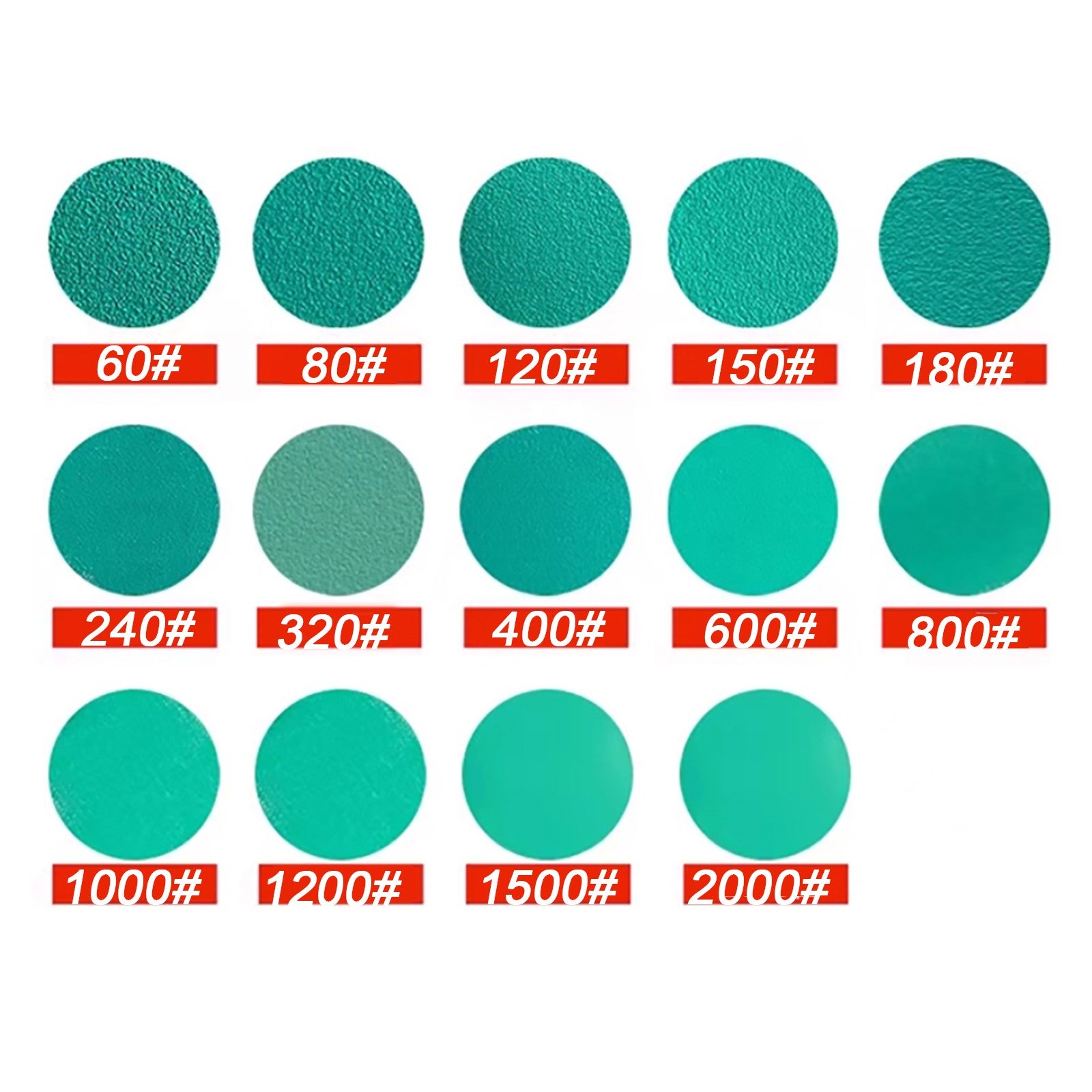 50mm - 150mm Wet & Dry Sanding Discs Sandpaper Film Hook and Loop Pads - Green