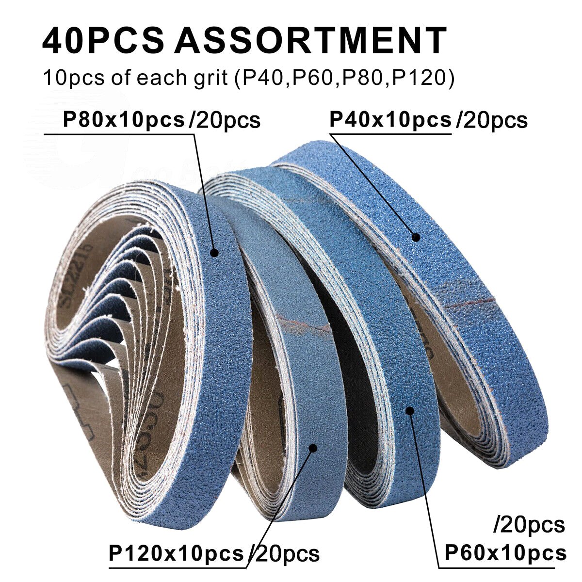 13x457mm Zirconia Corundum Sanding Belt Set 40, 60, 80 & 120 Gri For Power File - HomeDIYer