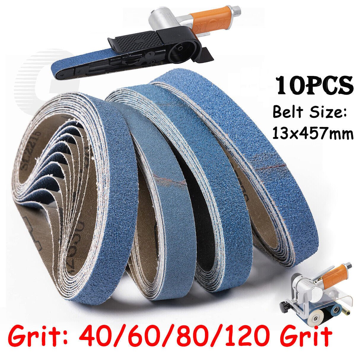 13x457mm Zirconia Corundum Sanding Belt Set 40, 60, 80 & 120 Gri For Power File - HomeDIYer