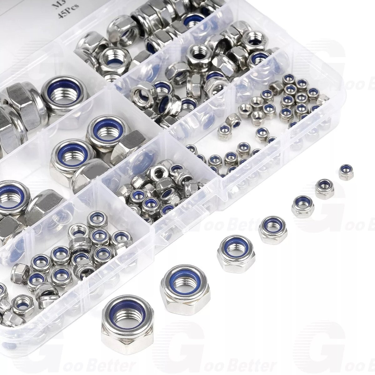 170PCS M3 M4 M5 M6 M8 M10 M12 Lock Nut Nylon Insert Hex Course Stainless Steel Set - HomeDIYer