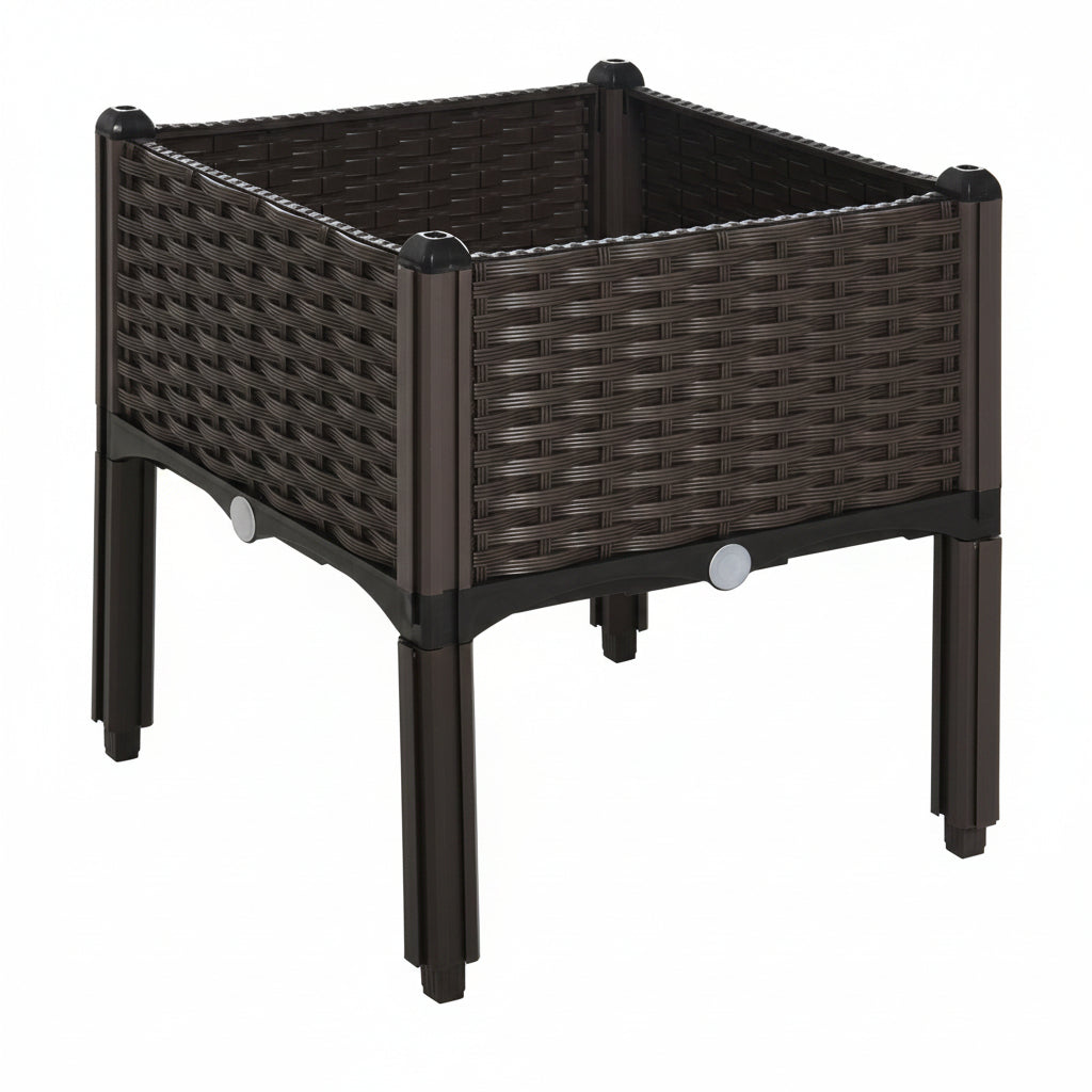 Self-Watering Raised Planter Box with Legs 15.75in, Brown | HomeDIYer