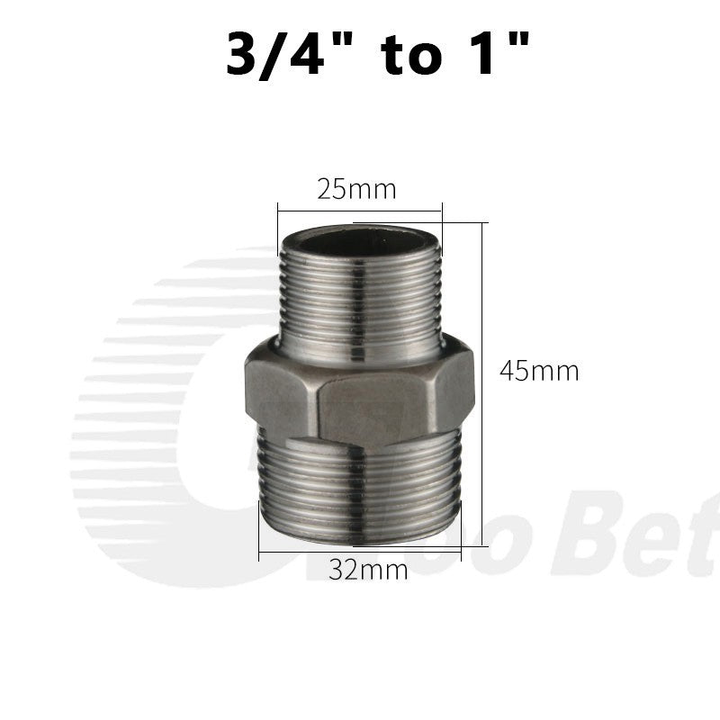 Stainless Steel Hex Nipple BSP Pipe Fitting — Male Thread Adapter 1/4" to 1-1/4"