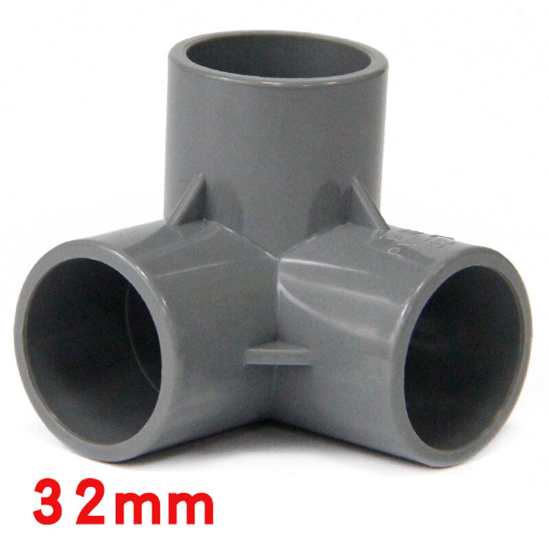 PVC 3-Way Grey Equal Connector Socket 20 25 32 40 50mm Pressure Pipe Fittings