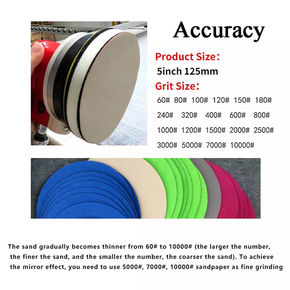 125mm 5" Wet and Dry Sanding Discs Pads Sandpaper Orbital Hook and Loop Grit - HomeDIYer