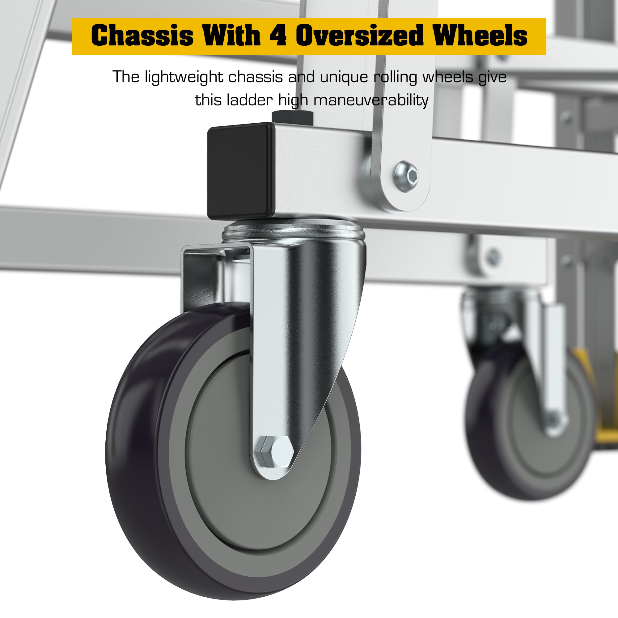 5‑Step Aluminum Rolling Platform Ladder — 375 lb Capacity, 20"x24" Standing Platform, Silver