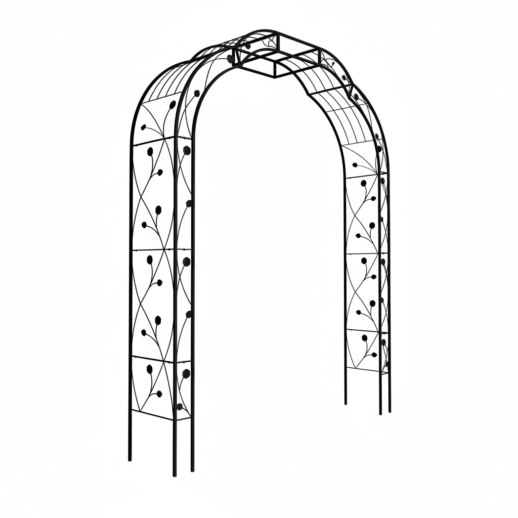 Metal Garden Arch 74x98 in Black Iron Trellis for Climbing Plants | HomeDIYer