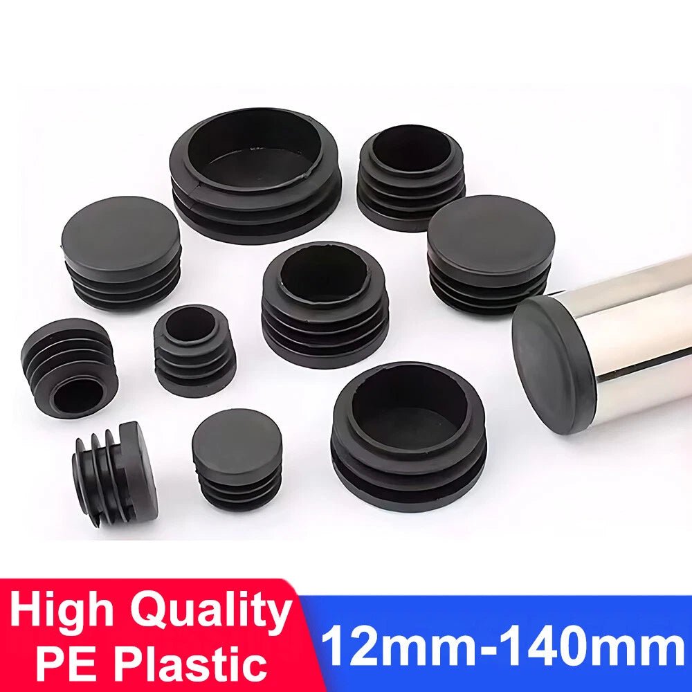 Round Plastic Blanking End Caps Pipe Tube Inserts Plugs Bungs Black 12mm - 140mm - HomeDIYer