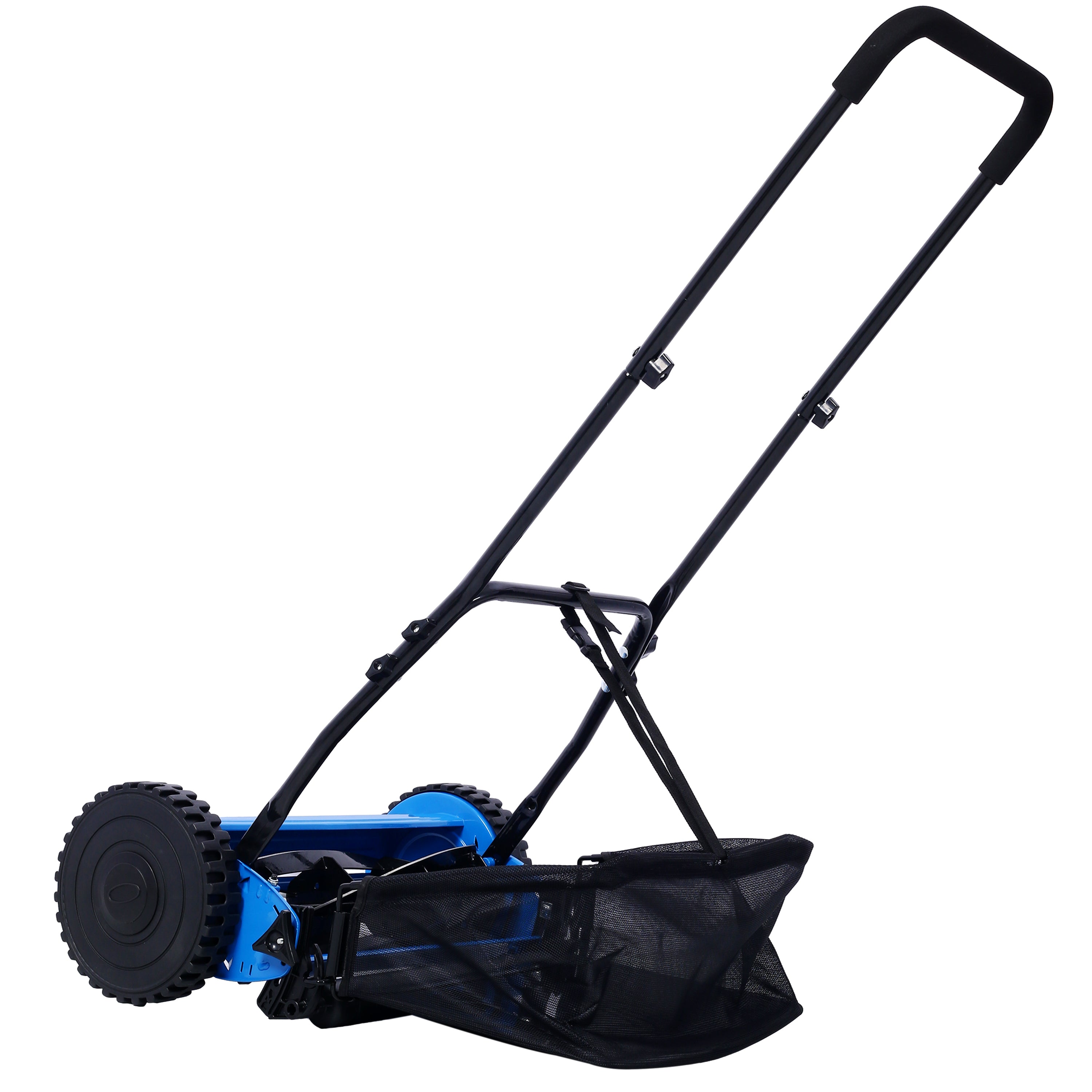 14-Inch 5-Blade Push Reel Lawn Mower with Grass Catcher, GREEN COLOR