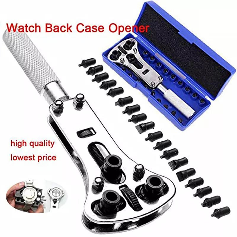 Watch Back Case Opener Screw Wrench Cover Remover Battery Change Repair Tool Kit - HomeDIYer