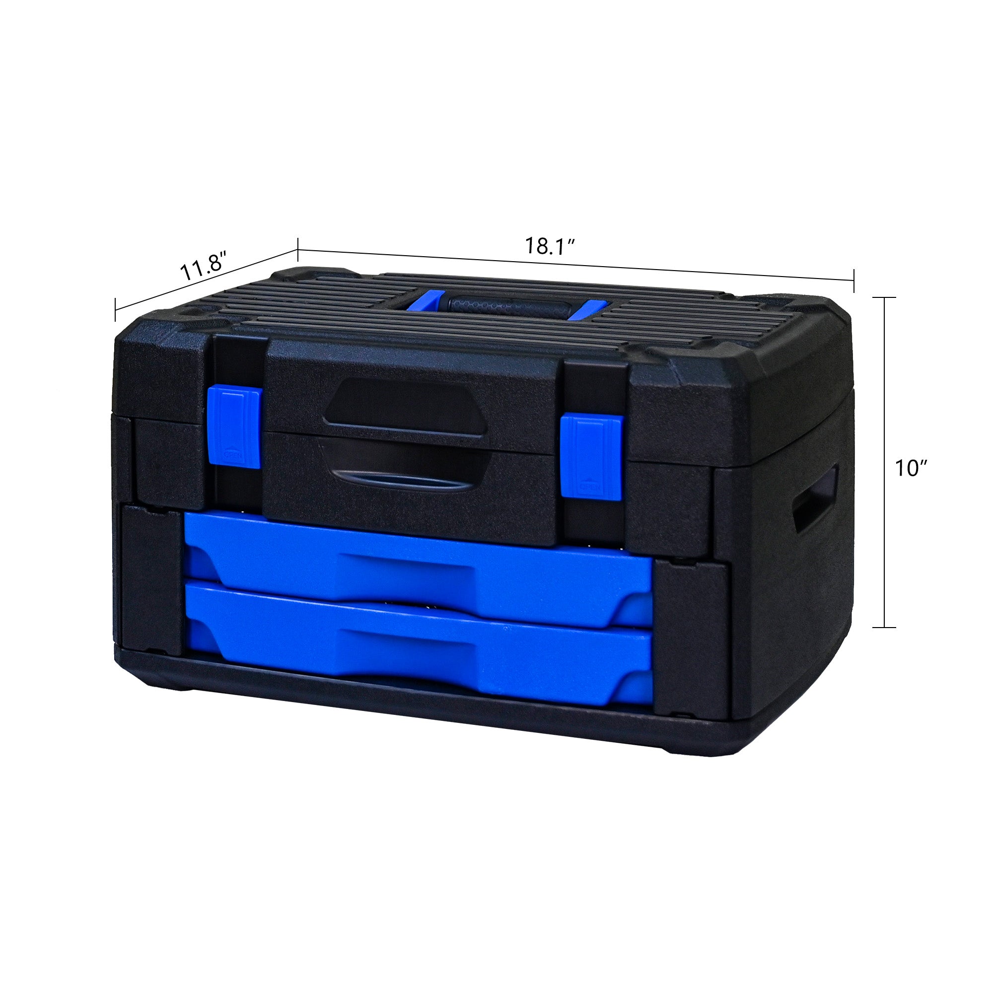 266‑Piece Black Tool Set with Lockable Case — Carbon Steel Home & Auto Repair Kit, Blue Accents