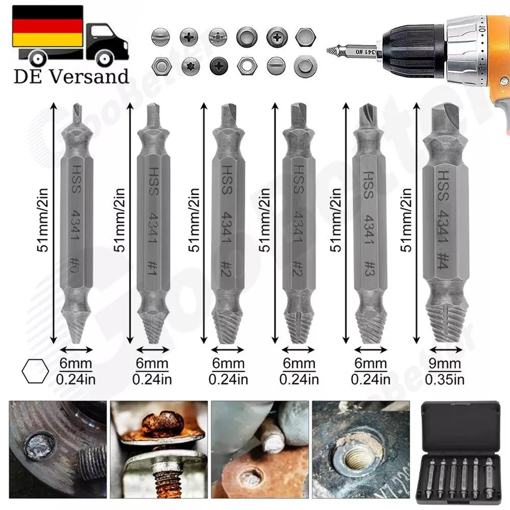 Screw Extractor 0 - 4 Set Damaged Screw Remover Tool Extractor - HomeDIYer