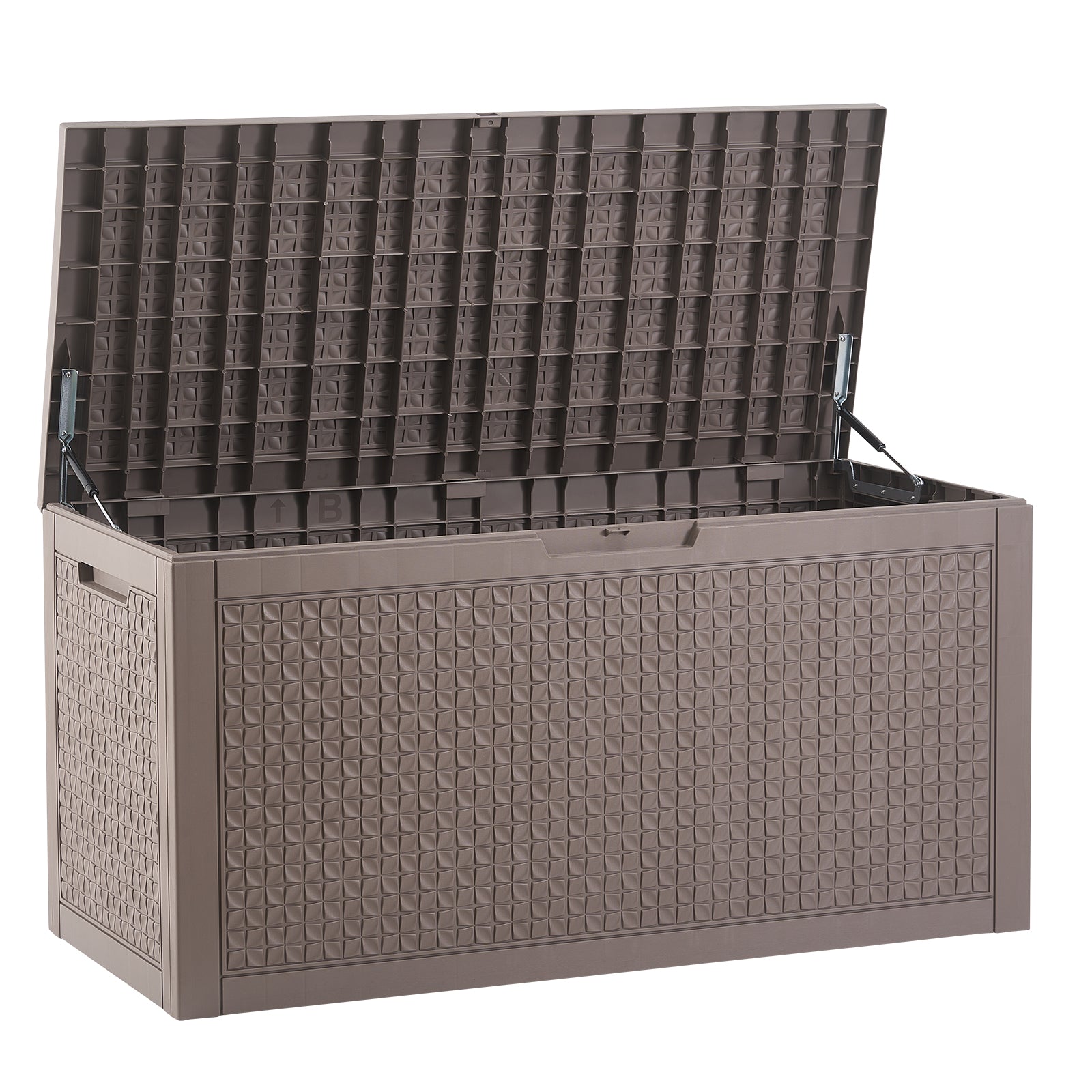 Outdoor Storage Box, 100 Gallon Resin Deck Box, Backyard Outside Toy and Towel Storage Cabinet Waterproof, for Patio Furniture Cushions, Garden Tools, Pool Supplies & Package Delivery (Grey)