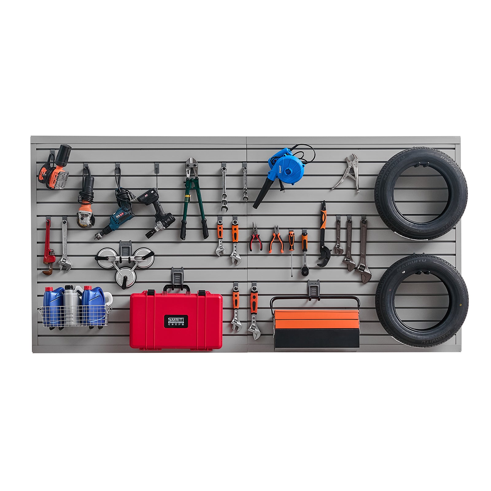 Newly upgraded second-generation 8 x 4 ft Slat Wall Paneling PVC Grey Garage Slatwall with Modular Design