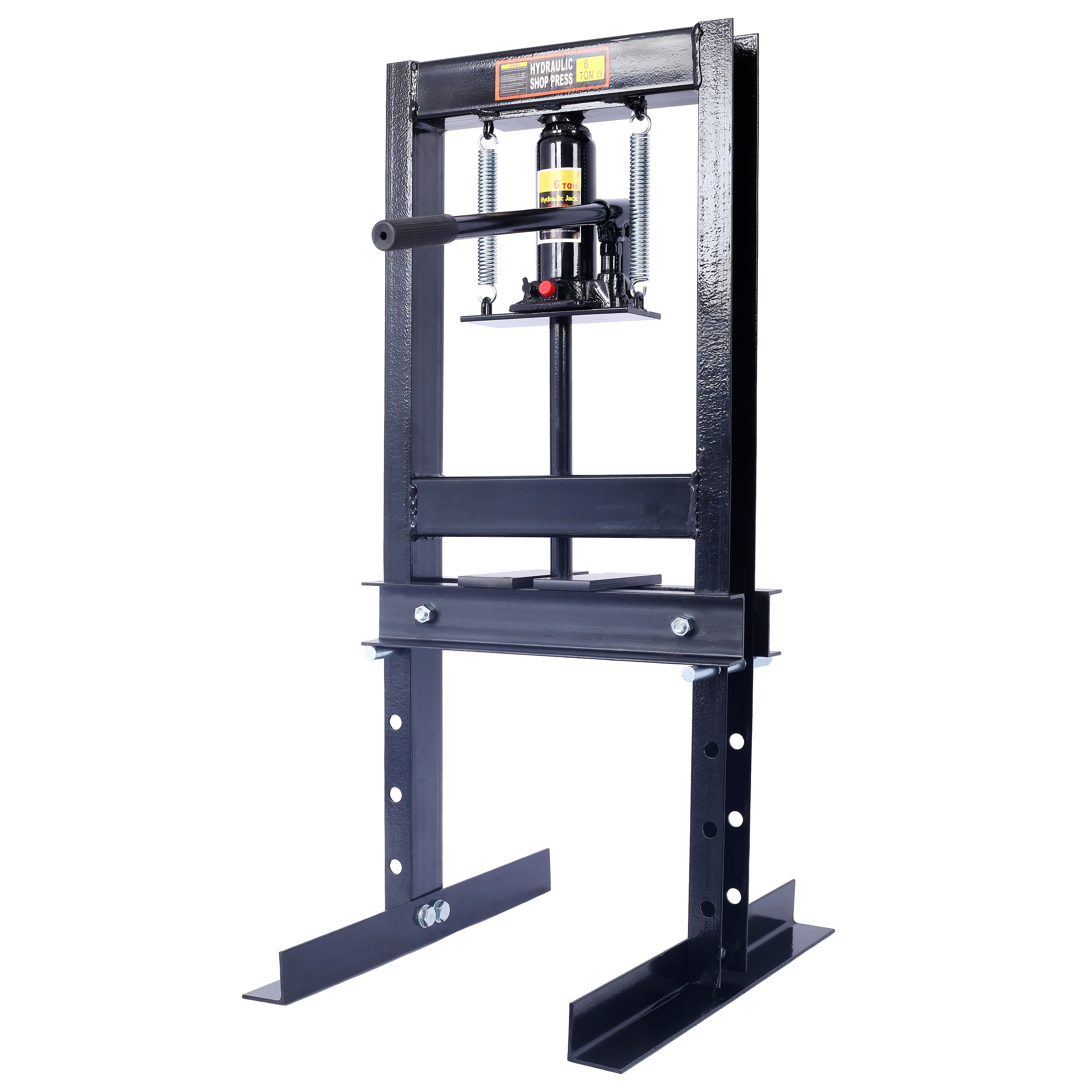 Hydraulic 6 Ton H-Frame Garage Floor Adjustable Shop Press with Plates, 6T, black