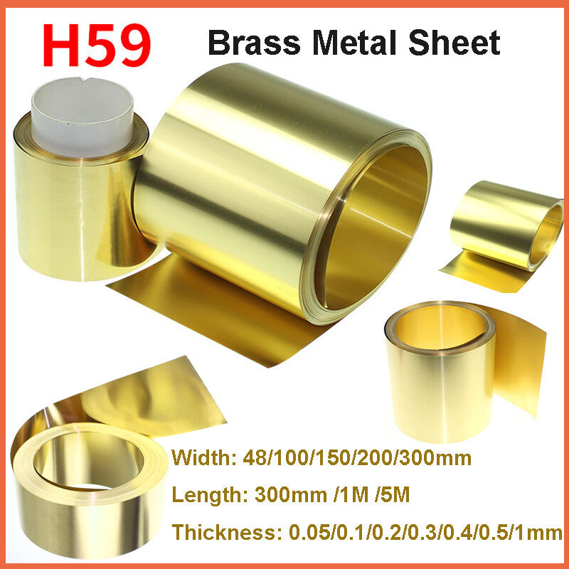 0.05/0.1/0.2/0.3/0.4/0.5/1mm Brass Metal Sheet Foil Plate Strip 48-300mm Width