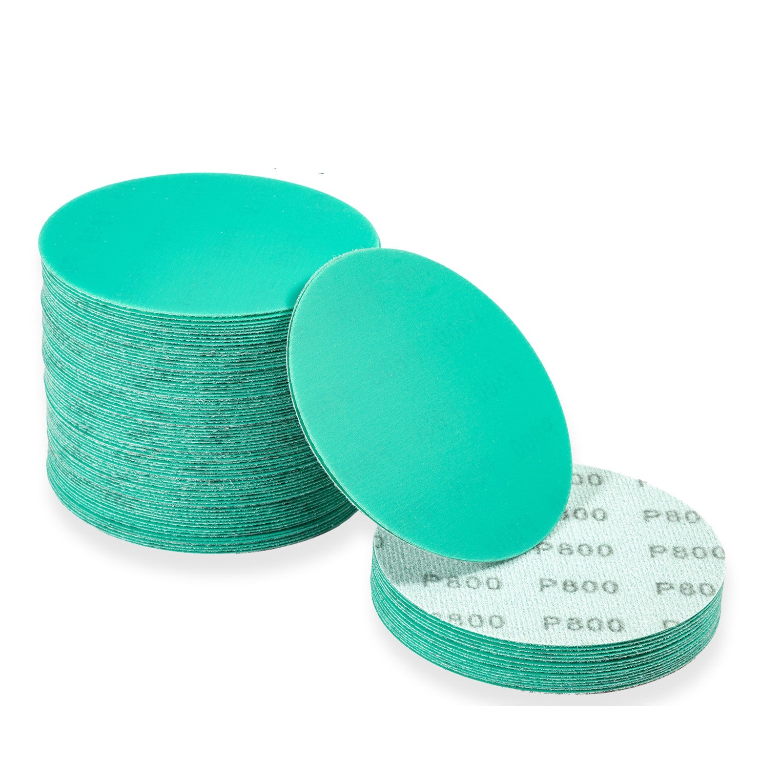 50mm - 150mm Wet & Dry Sanding Discs Sandpaper Film Hook and Loop Pads - Green