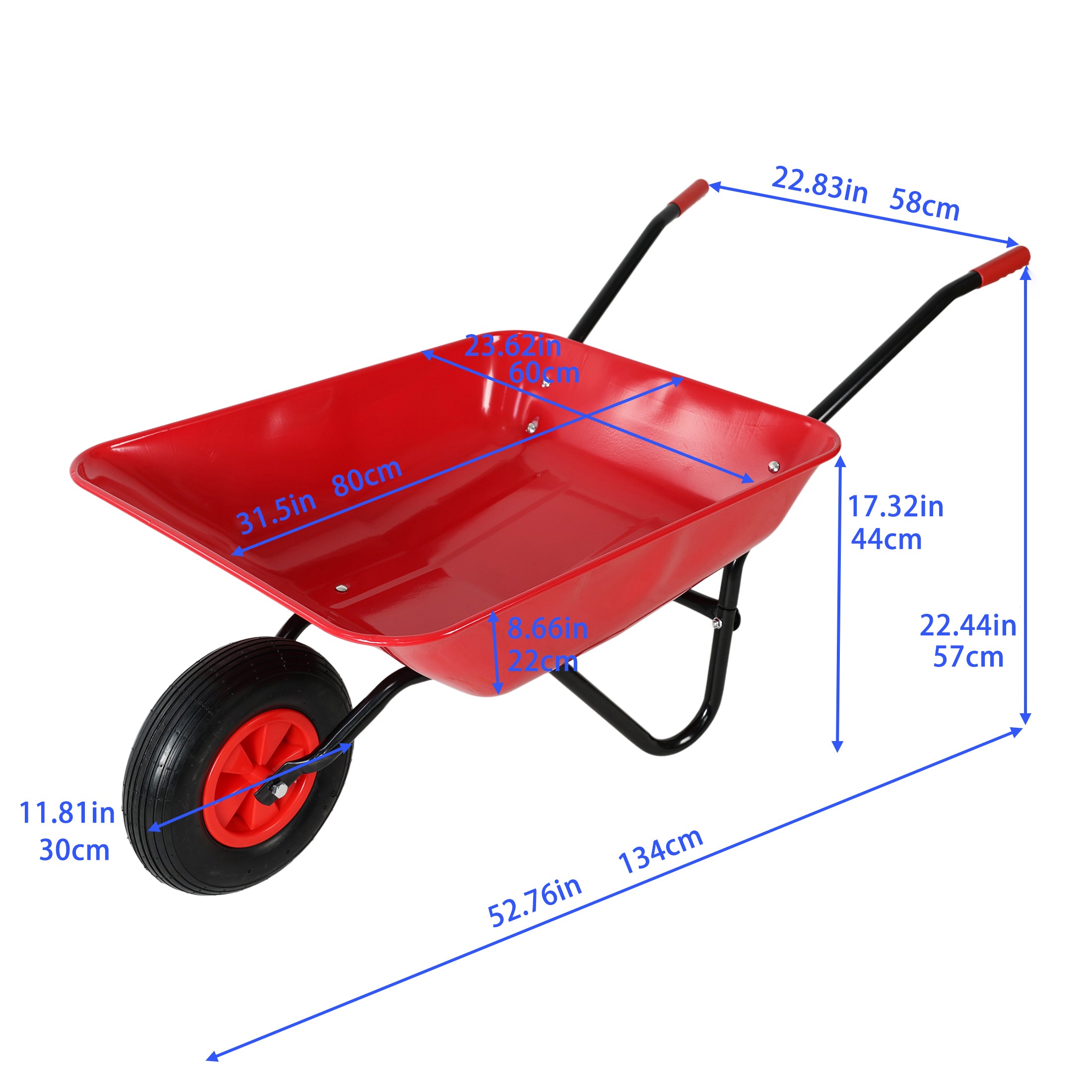 Steel TRAY wheel barrow trolley for red garden 12 inch pneumatic wheel